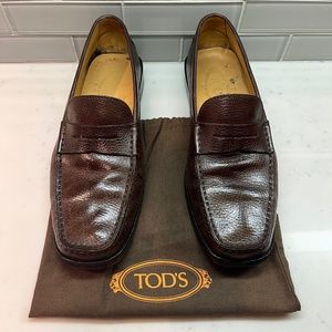 TODS Brown Leather Mens Loafers